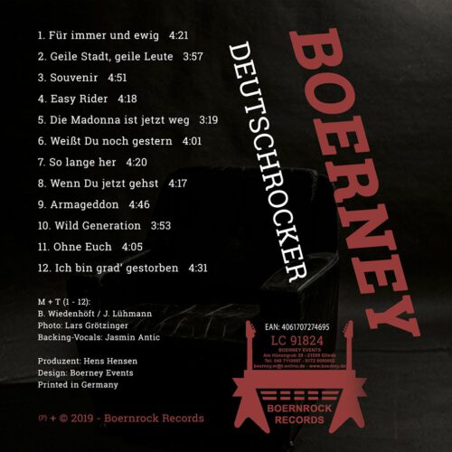 CD Album Rückseite mit Titelangabe Boerney Deutschrocker